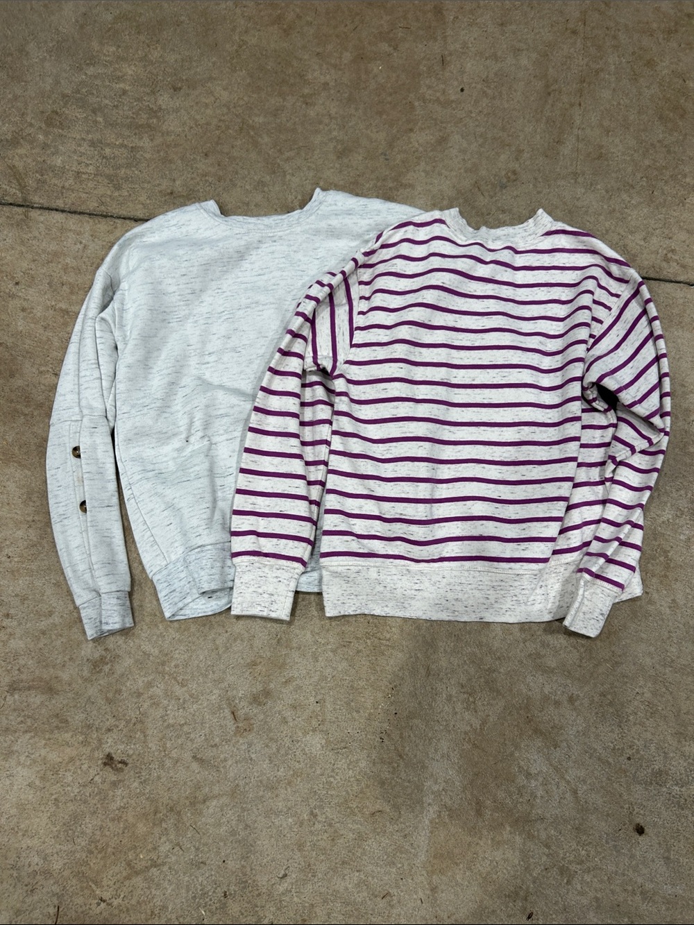 Men's Lightweight Crewneck Sweater - Heather Gray & Purple Stripe